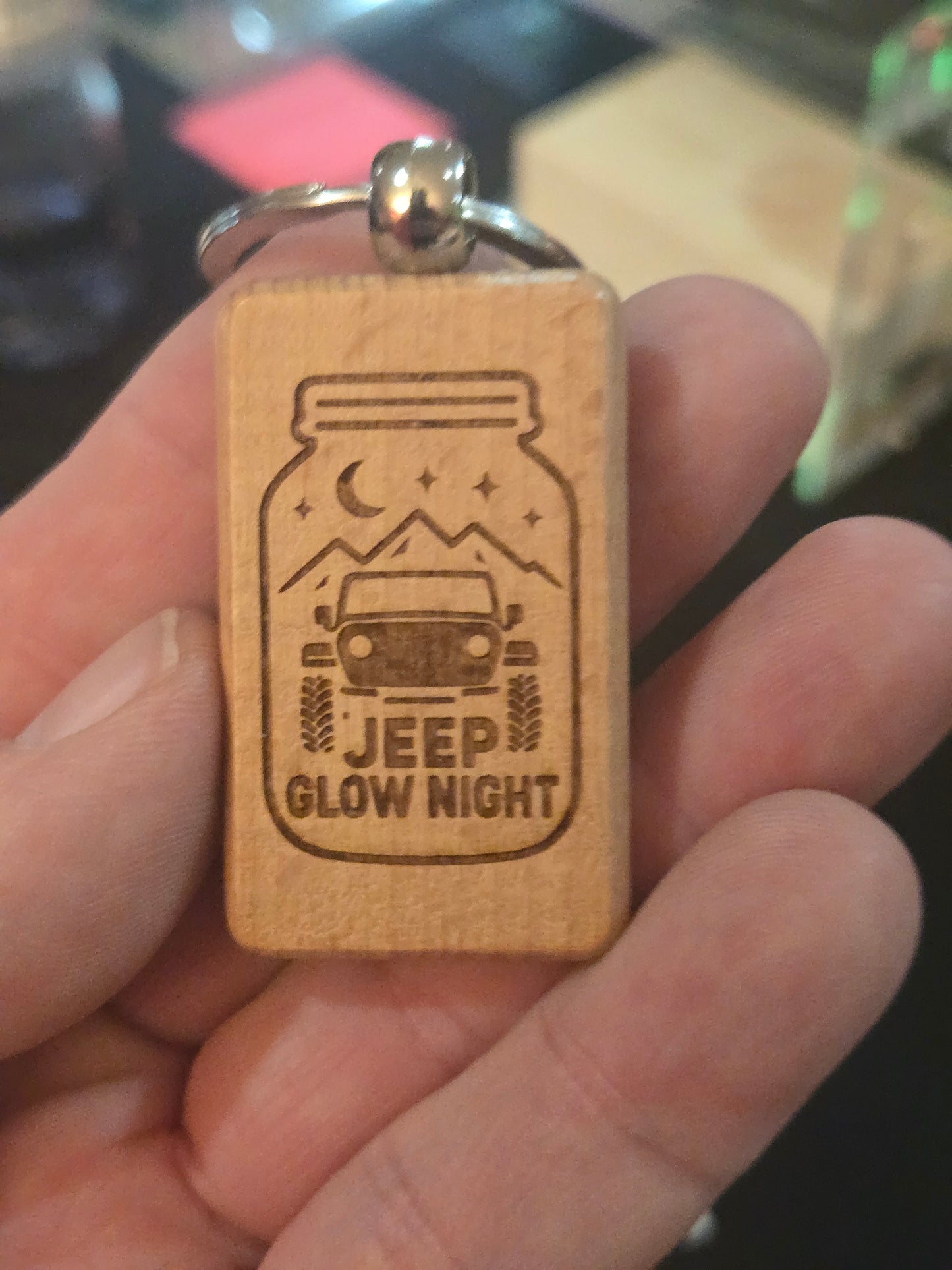 JEEP GLOW WOOD KEY CHAIN