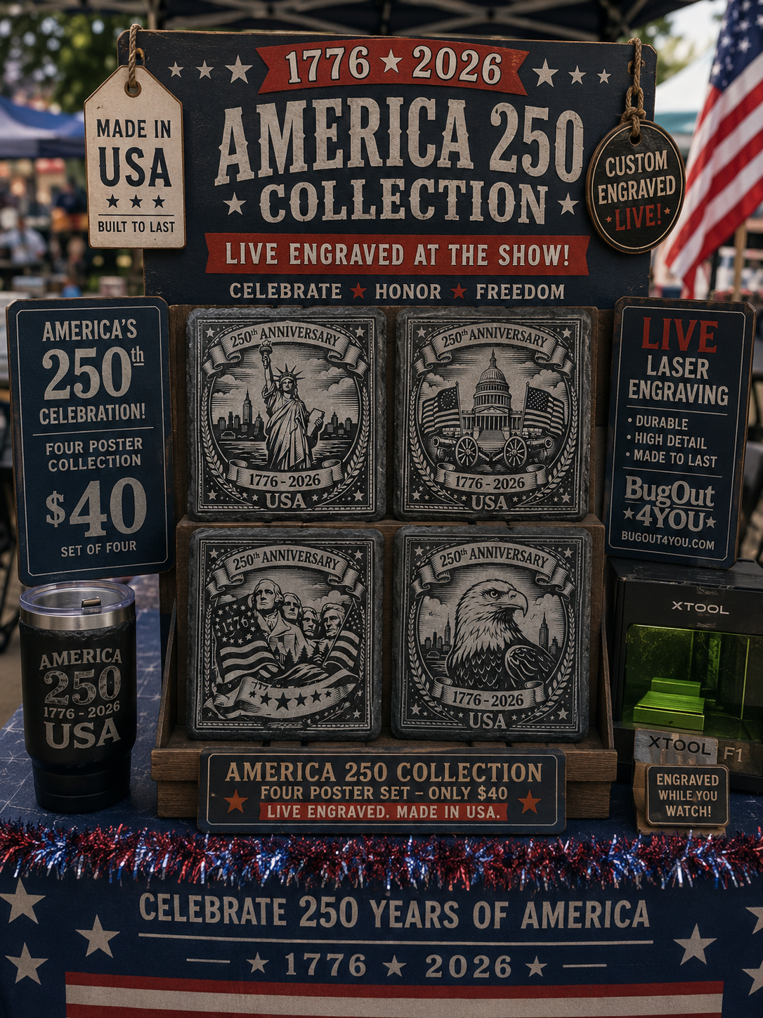 AMERICA 250 SQUARE COASTER COLLECTION