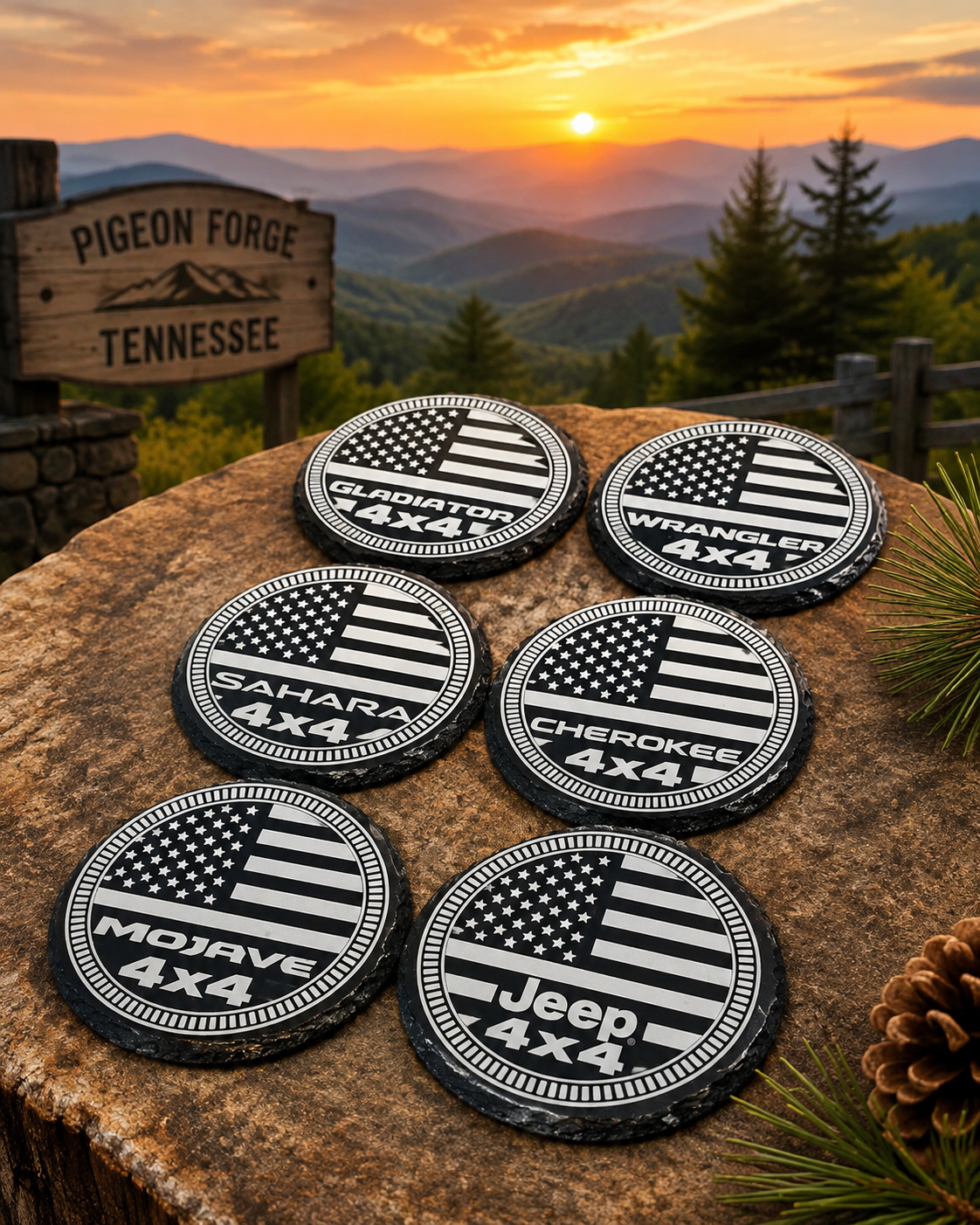 JEEP 6 ROUND COASTER SET